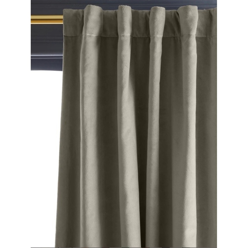 NWOT! Quince Cotton Velvet Light Grey Darkening Curtain, 48" x 84" 1- Panel